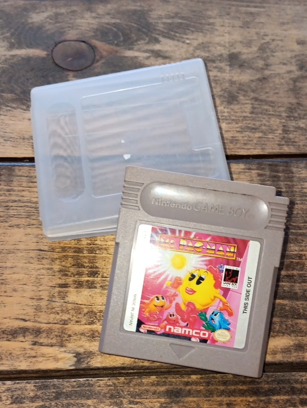 Nintendo Game Boy Gray Cartridge with Colorful MISS Pac-Man GAME